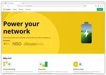 Forsiden af fuzion.tech med hero-sektion, partnerlogoer og tre produktfordele
